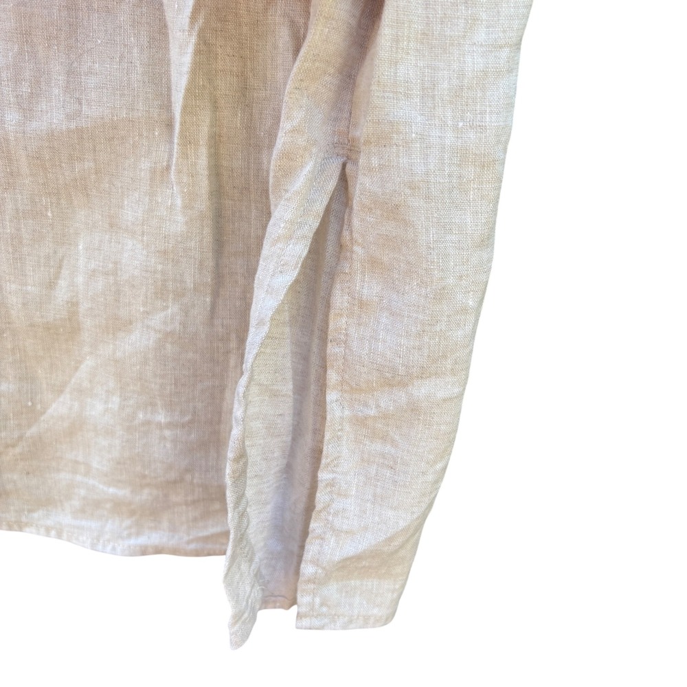 H&M Womens Small Shirt Dress Beige 100% Linen Sleeveless Button Front Mini - Picture 7 of 7